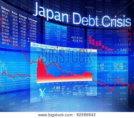 Japan Debt Crisis Economic Stock Market Banking Concept