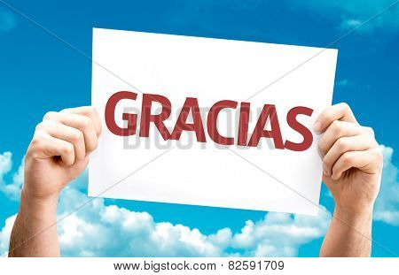 Thank You (in Spanish) card with sky background