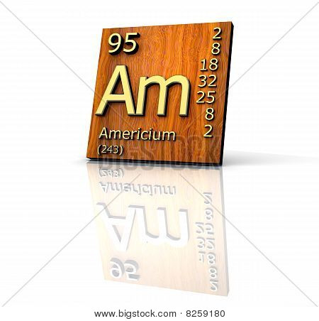 Americium Form Periodensystem der Elemente Holz board