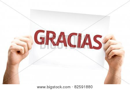 Thank You (in Spanish) card isolated on white background