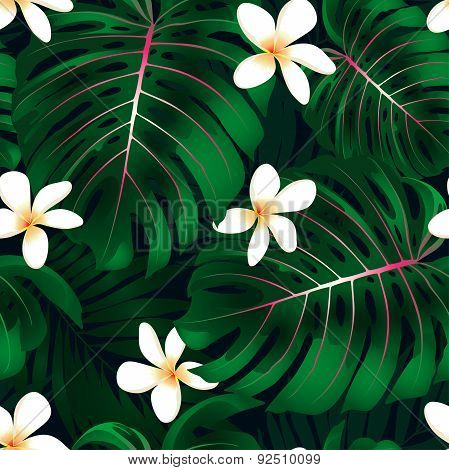 Tropical Monstera Floral Seamless Pattern