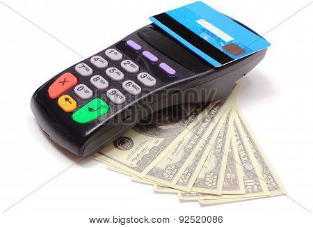 Payment Terminal With Contactless Credit Card And Money