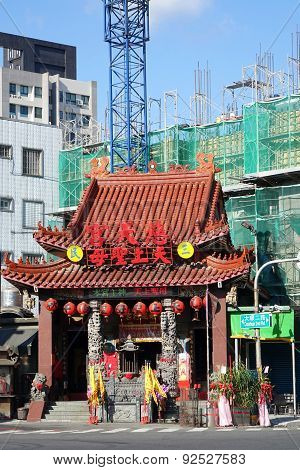 Old Chinese Temple And New Building Construction