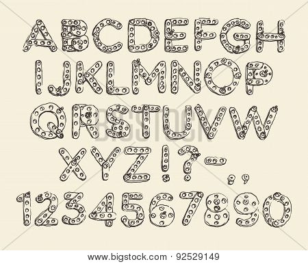 Mechanical Meccano Cartoon Robot Font Type