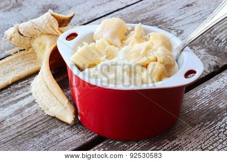 Ice Cream With Slices Of Banana