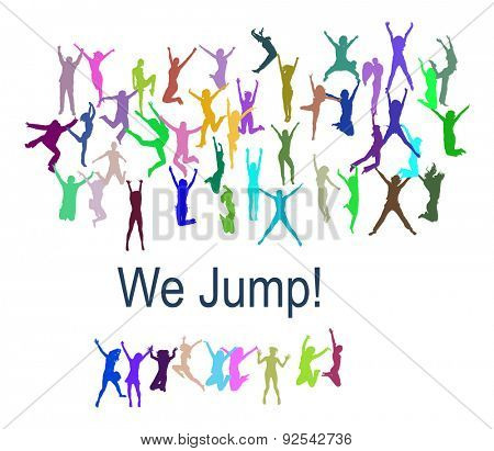 Hurray Team Team Achievement. Silhouettes people.