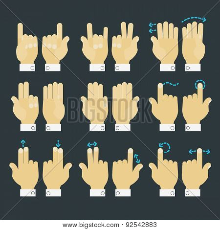 Multitouch Gesture Hands Icons Set