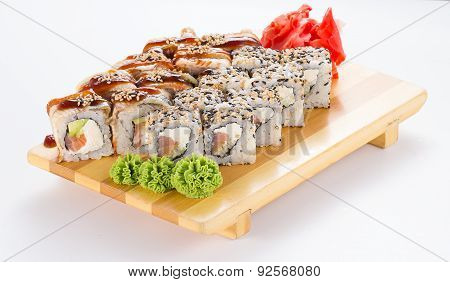 Japanesse Tasty Sushi Set Isolated On White Background