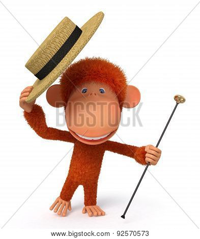 3D Monkey Dances A Step