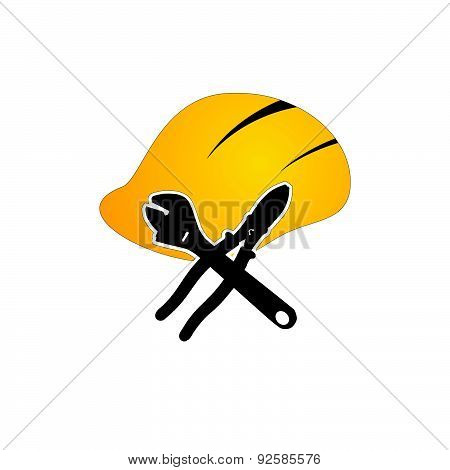 Construction Tin Hat With Tools Vector