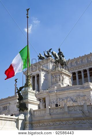 Piazza Venezia in central Rome Italy. Monument for Victor Emenuel II.