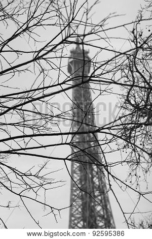 Black And White Image Of The Eiffel Tower
