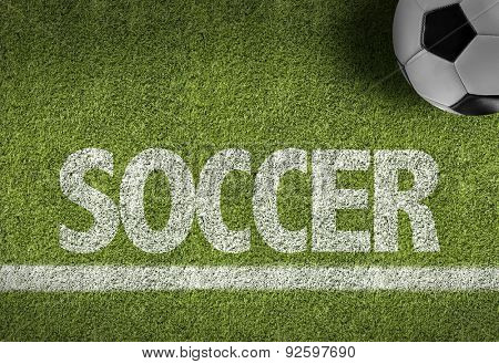 Soccer field with the text: Soccer
