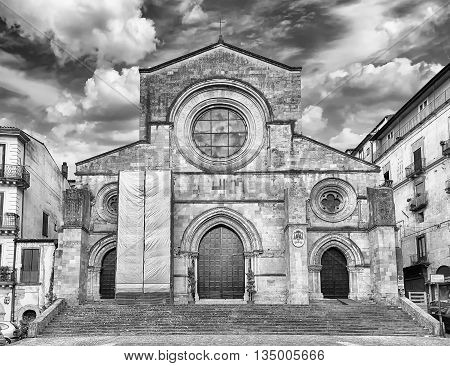 Scenic Facade Of The Ancient Cosenza's Cathedral, Italy
