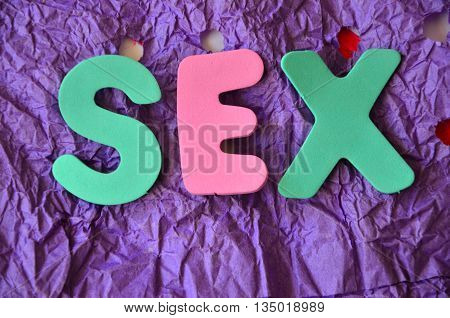 word sex on  a  abstract colorful background