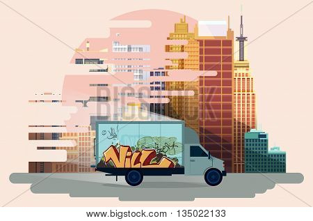 city traffic, urban view background. vector illustration