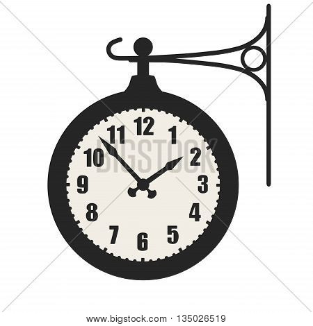 Train station clock sign symbol isolated on white background