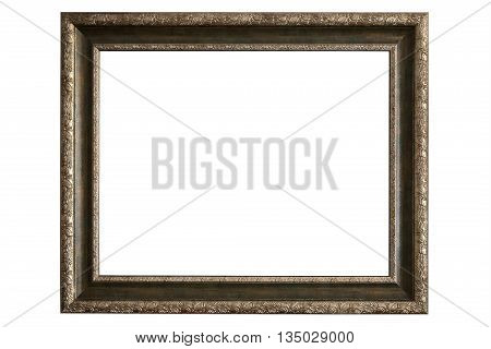 Brass picture frame isolated on white background with clipping path