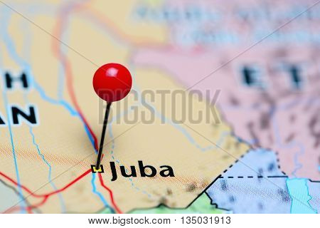 Juba pinned on a map of South Sudan