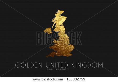 United Kingdom map. Golden United Kingdom logo. Creative United Kingdom logo design