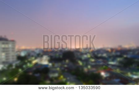 bangkok to night cityscape with blur beautiful