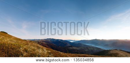 Autumn Predawn Mountain Landscape.