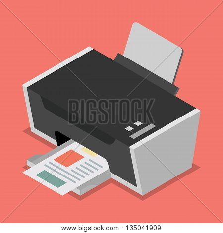 Printer flat style isometric. Vector illustration flat style