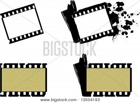 Set di frame di pellicola fotografica, pianura e stile Grunge