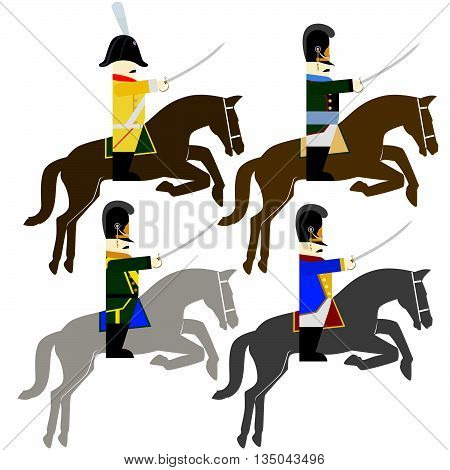 Soldiers of the army of Bavaria in uniform and weapons were used in the 1812 war. The illustration on a white background.