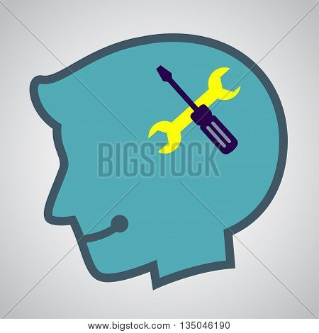 Vector stock of human head silhouette with Tools wrench and screwdriver inside