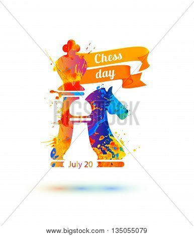 July 20 - chess day. Holiday congratulation card