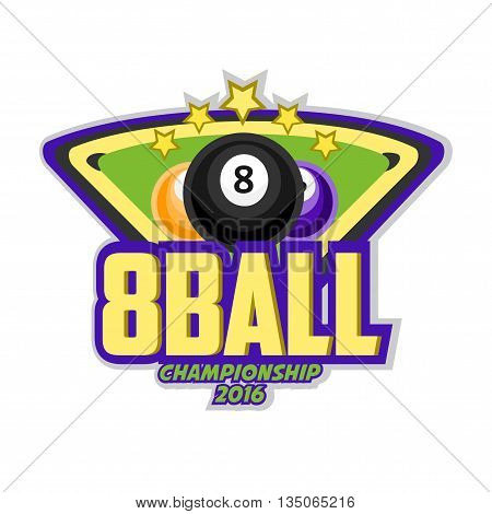 Vector Design Billiards, pool and snooker sport icon. Poolroom emblems design with balls. Vector Illustration. Isolated on White.