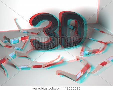 多くの立体眼鏡とリアルに立体 3 D デザイン