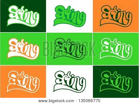 Spring lettering set springtime lettering design color