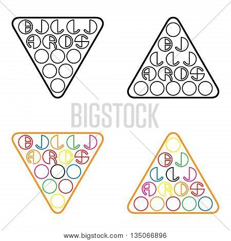 Set of billiards emblems and labels for poolroom or club. Billiard balls triangle