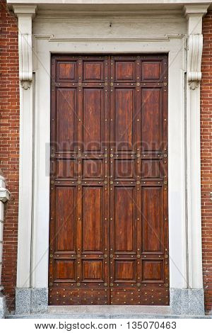 Knocker And Wood  Door In A Church Crenna Gallarate Varese Italy