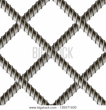 Rebars, Reinforcement Steel Isolated on White Background. Construction Metal Armature.