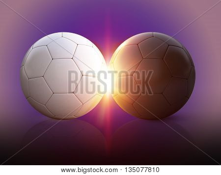 3d illustration soccer balls on isolated background