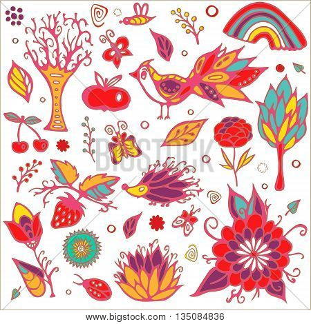 summer day elements set. stock vector. cartoon