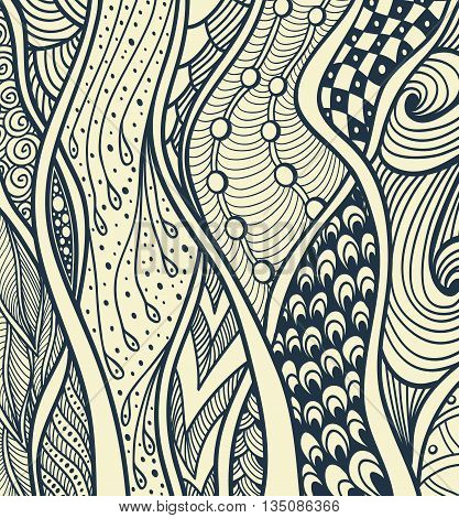 Abstract  Background   with Zen doodle or  Zen tangle  pattern black on white for coloring page or relax coloring book or wallpaper or for decorate package clothes