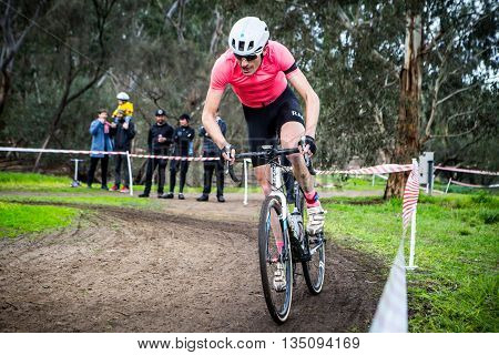 MELBOURNE, AUSTRALIA - JUNE 20: Competitors compete in Rnd 1 of the Dirty Deeds Cyclocross Series 2016