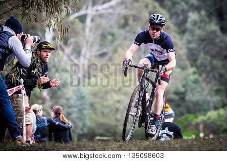 MELBOURNE, AUSTRALIA - JUNE 20: Competitors compete in Rnd 1 of the Dirty Deeds Cyclocross Series 2016