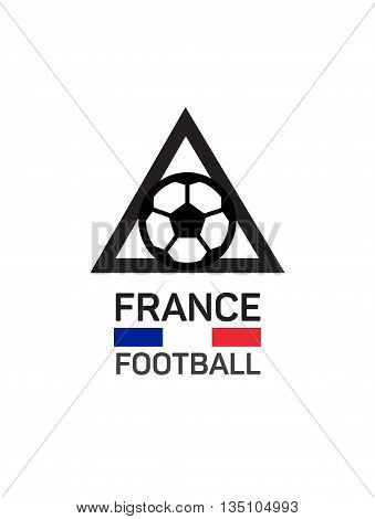 Football or soccer  logo. French tricolor. The concept of soccer logo, symbol, sign. triangular pyramid and ball