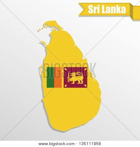 Sri Lanka map with flag inside and ribbon
