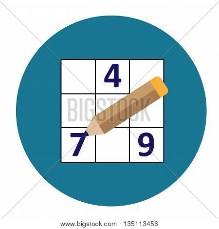 Symmetrical Sudoku icon round - vector illustration pencil.