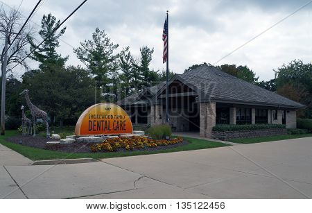 SHOREWOOD, ILLINOIS / UNITED STATES - AUGUST 30, 2015: Shorewood Family Dental offers a wide range of dental services in Shorewood.