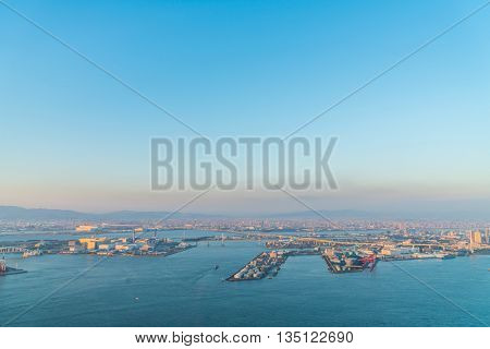 OSAKA, JAPAN - November  30, 2015 : Osaka city view from Umeda sky building, Osaka. View from the top.