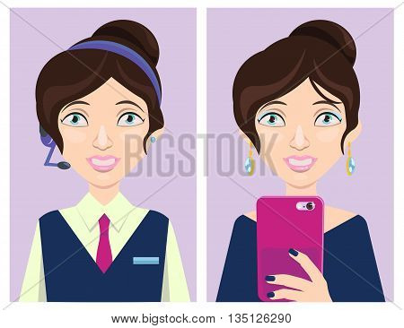 young girl having fun on the work and leisure technology helps her