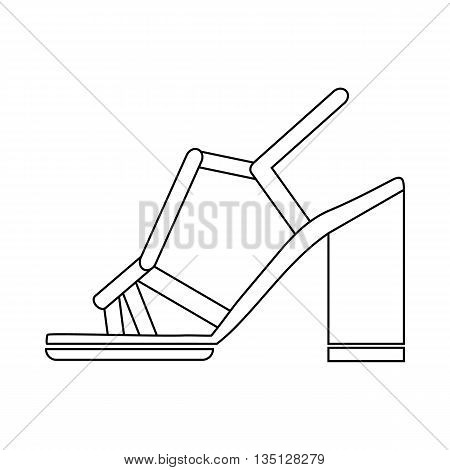 High heel sandals with ankle strap icon in outline style on a white background
