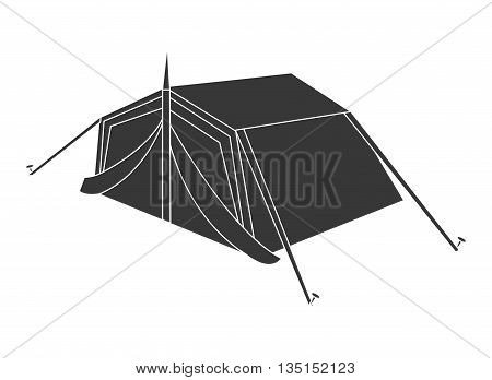 black camping tent side view over isolated background, vector illustration